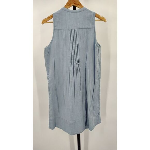 Quince Womens 100% Organic Cotton Gauze Sleeveless Swing Blue XS - Picture 2 of 2